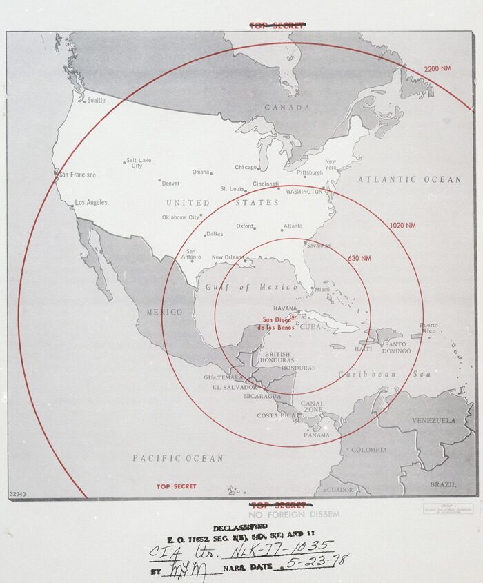 Possible range of Soviet nuclear missiles in Cuba