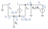 Small-signal circuit with test current iX to find Norton resistance.