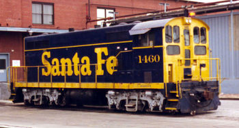 Santa Fe's #1460, affectionately known to rail fans as the "Beep," works the railroad's Argentine yard sometime prior to the 1995 BNSF merger.