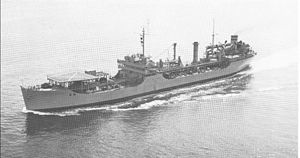 (PD) Photo: Joe Radigan MACM / United States Navy Between 1944 and 1945, twenty-seven Mission Buenaventura-class fleet oilers were built (two additional vessels were converted to distilling ships after their keels had been laid).[142] Many of the ships, such as the USNS Mission Capistrano (T-AO-112) shown above, served with the United States Navy during World War II and on into the Cold War.