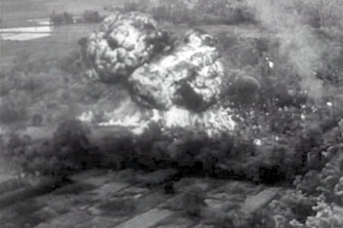 French Napalm bomb exploded over Vietminh force. 1953 December. This image during the (French) First Indochina War, conjuring up the horrific destruction of the Napalm on the human flesh,[42] N.ng2 portended what was to come more than ten years later during the (American) Second Indochina War with even more deadly advanced Napalm technology.